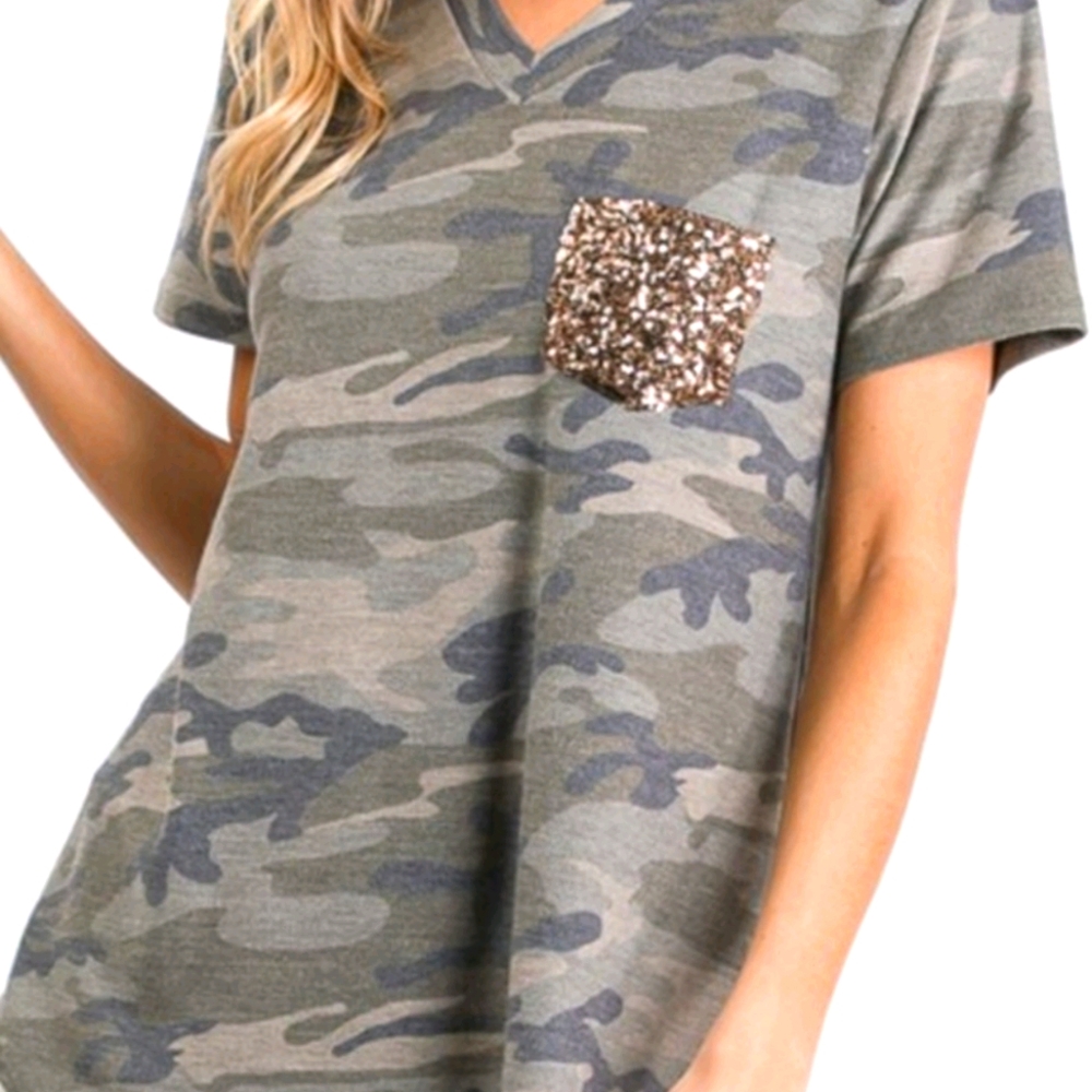 Camo sequin pocket